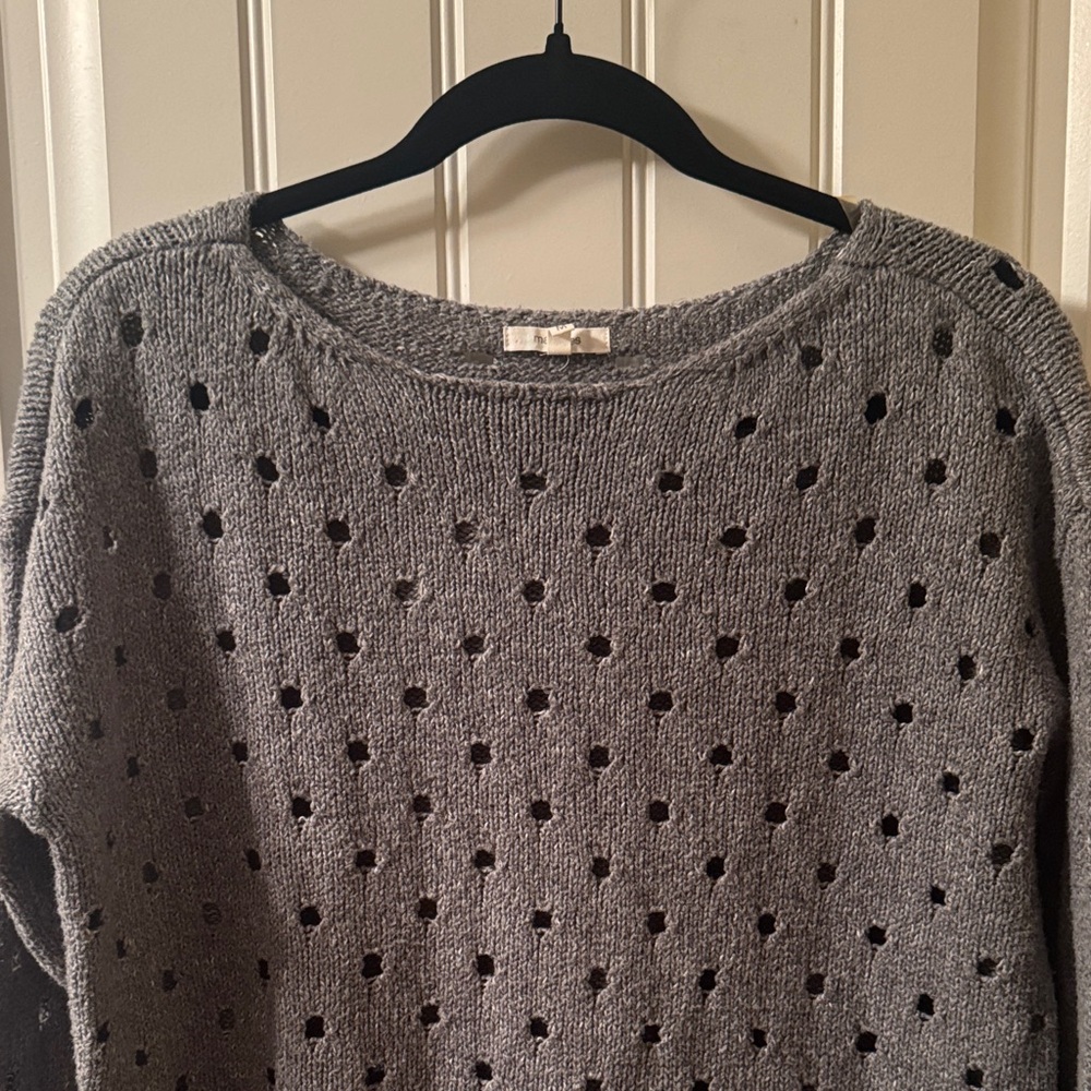 Maurices Charcoal Dot Pattern Crew Neck Sweater - Picture 3 of 7